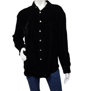 Harold's Velveteen Black Button Up Shirt Size M